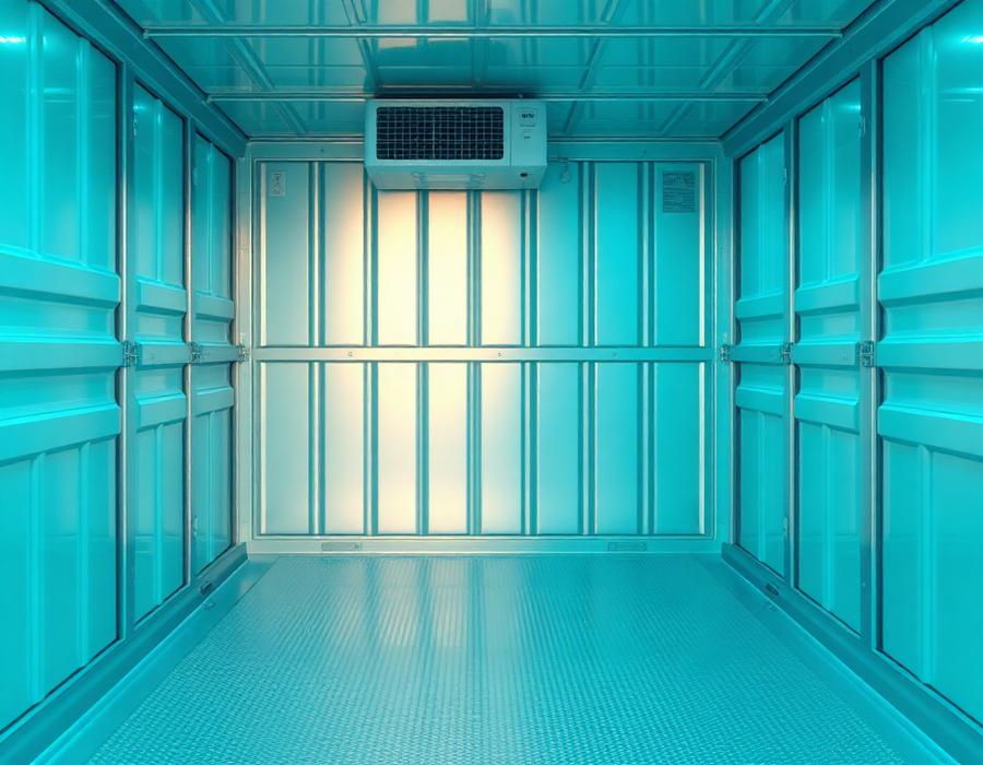 Interior of a clean refrigerated container